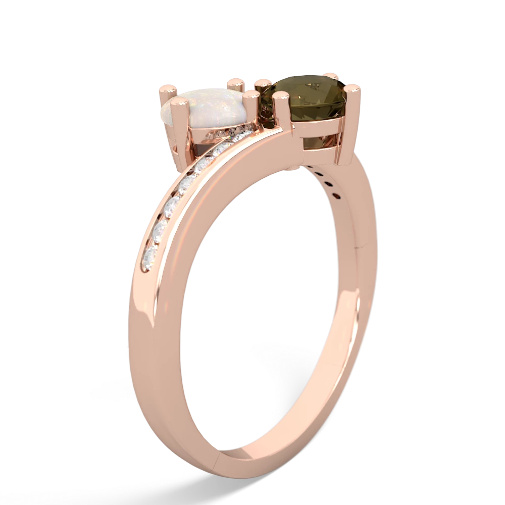 Opal Channel Set Two Stone 14K Rose Gold ring R5303