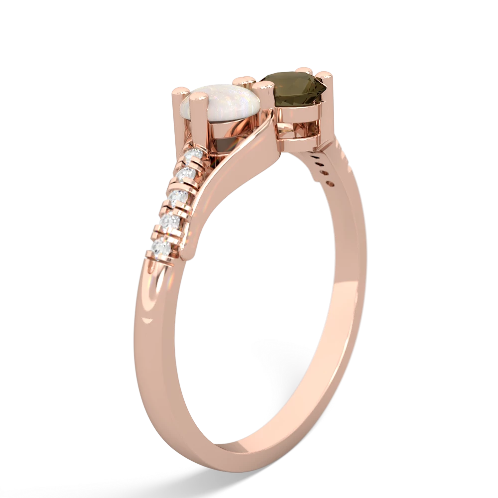 Opal Infinity Pave Two Stone 14K Rose Gold ring R5285