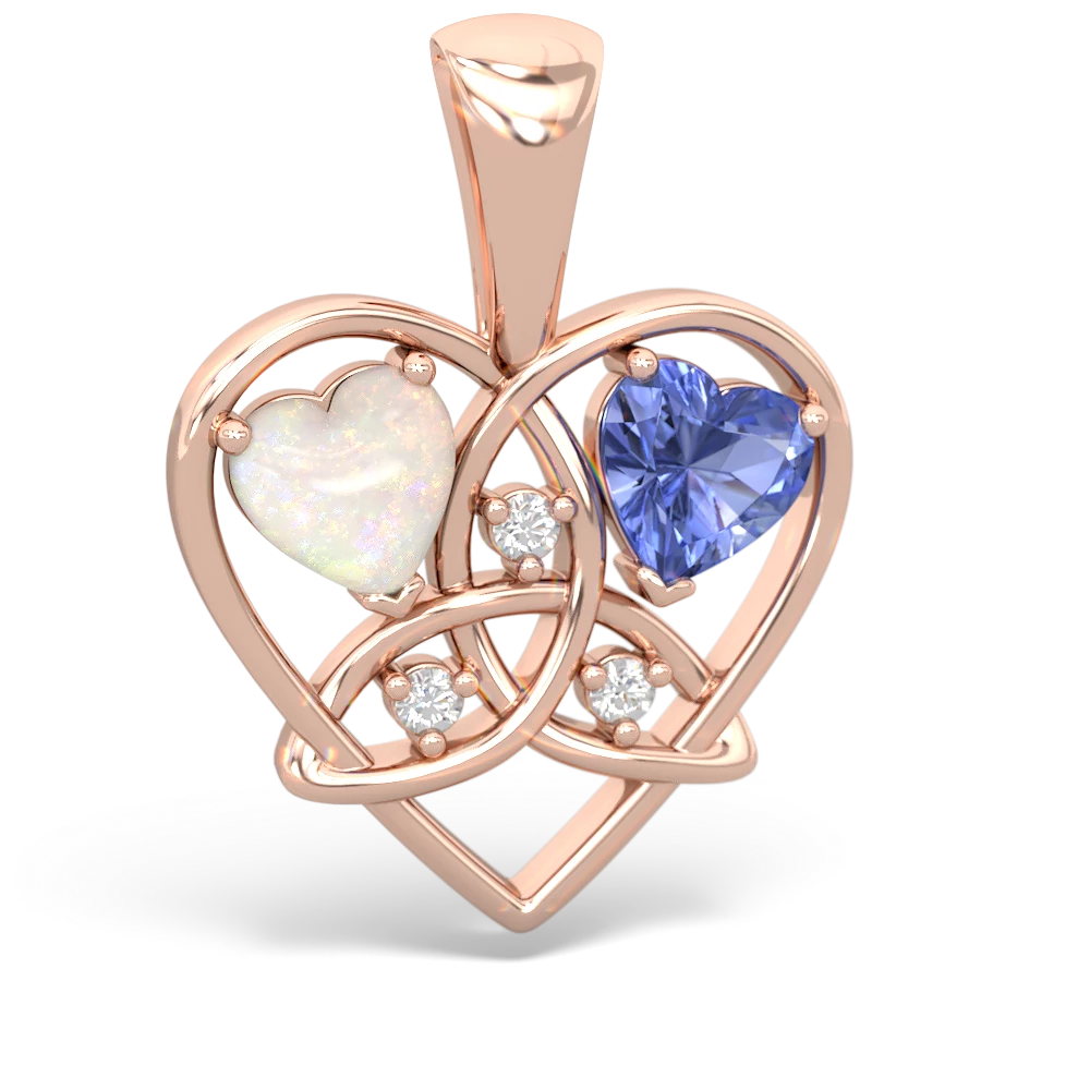 Opal Celtic Trinity Heart 14K Rose Gold pendant P5331