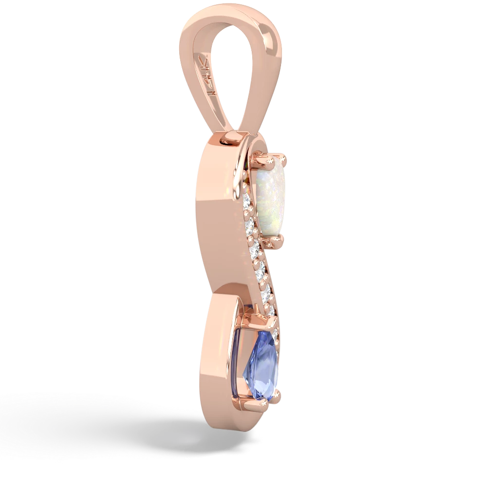 Opal Diamond Infinity 14K Rose Gold pendant P5390