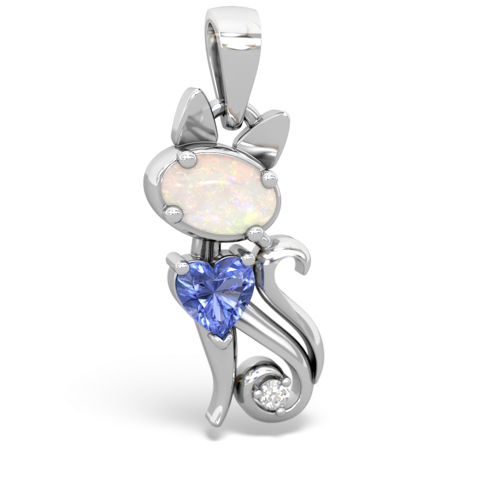 Opal Kitten 14K White Gold pendant P5780