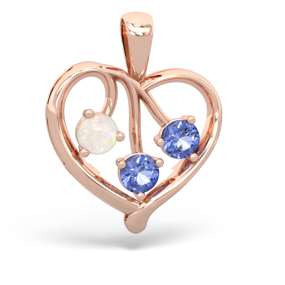 Opal Glowing Heart 14K Rose Gold pendant P2233