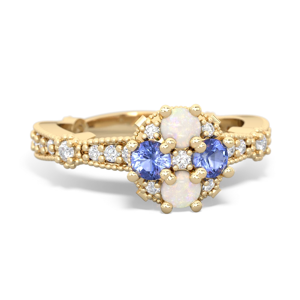 Opal Sparkling Tiara Cluster 14K Yellow Gold ring R26293RD