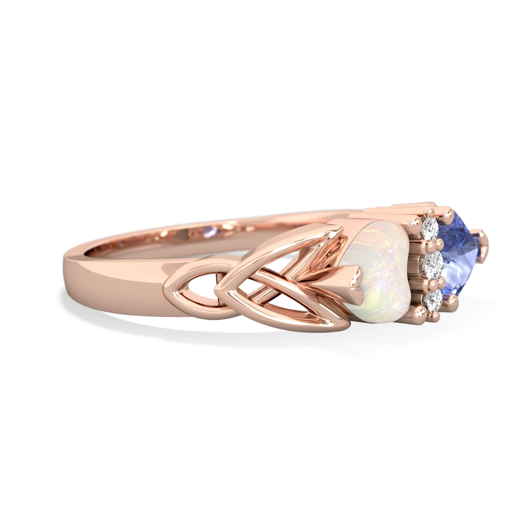 Opal Celtic Knot Double Heart 14K Rose Gold ring R5040