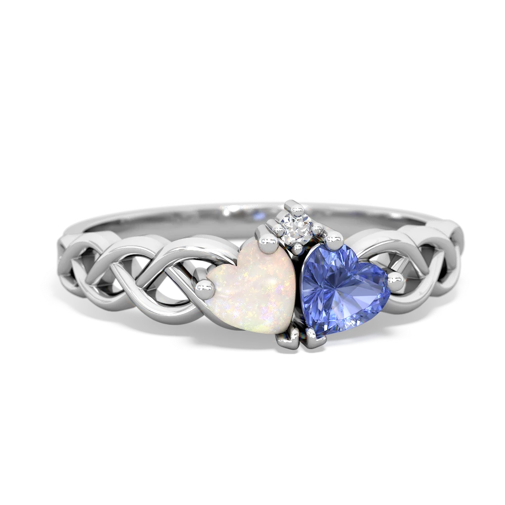 Opal Heart To Heart Braid 14K White Gold ring R5870