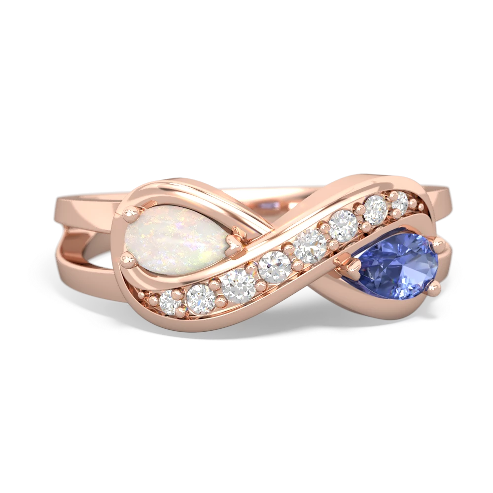 Opal Diamond Infinity 14K Rose Gold ring R5390