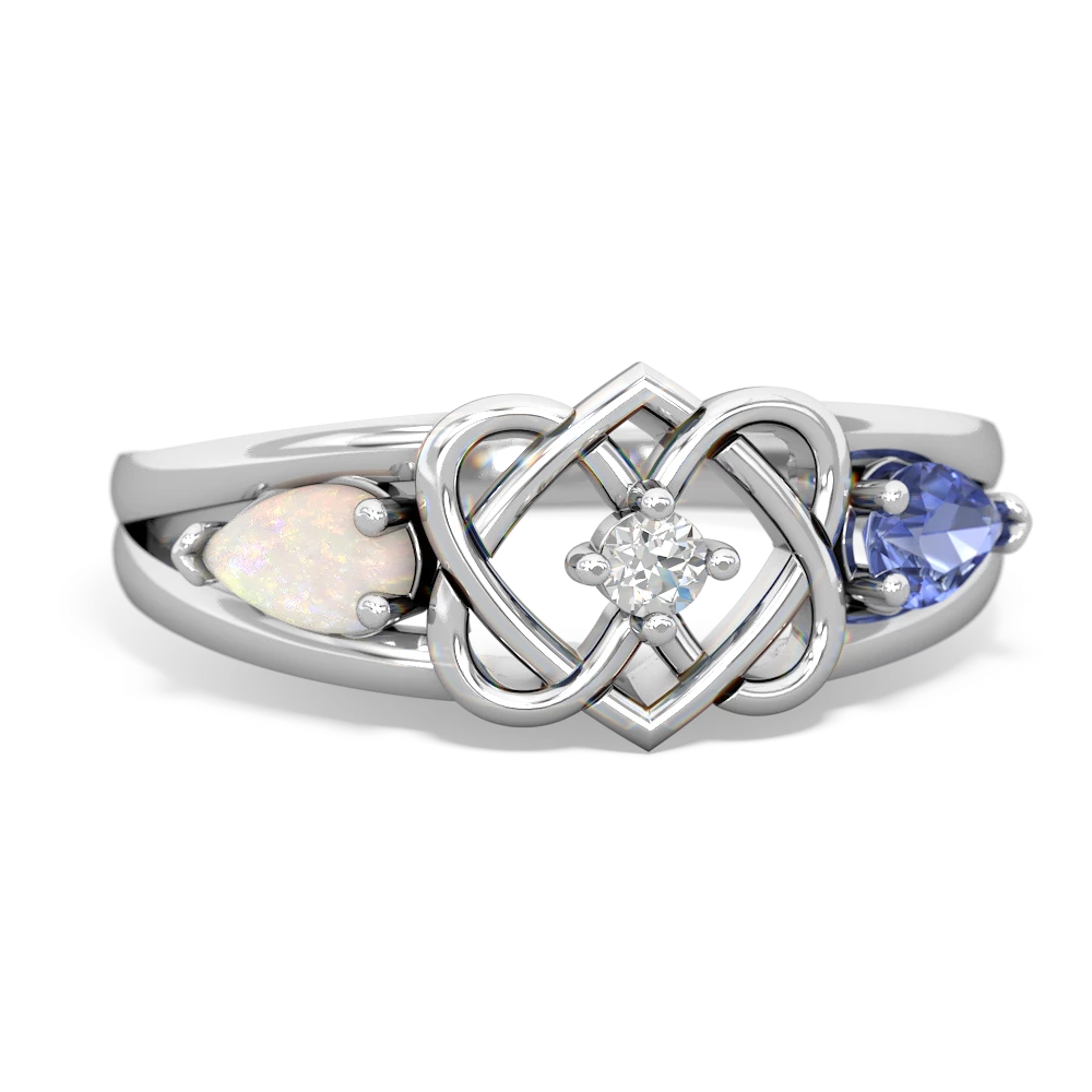 Opal Hearts Intertwined 14K White Gold ring R5880