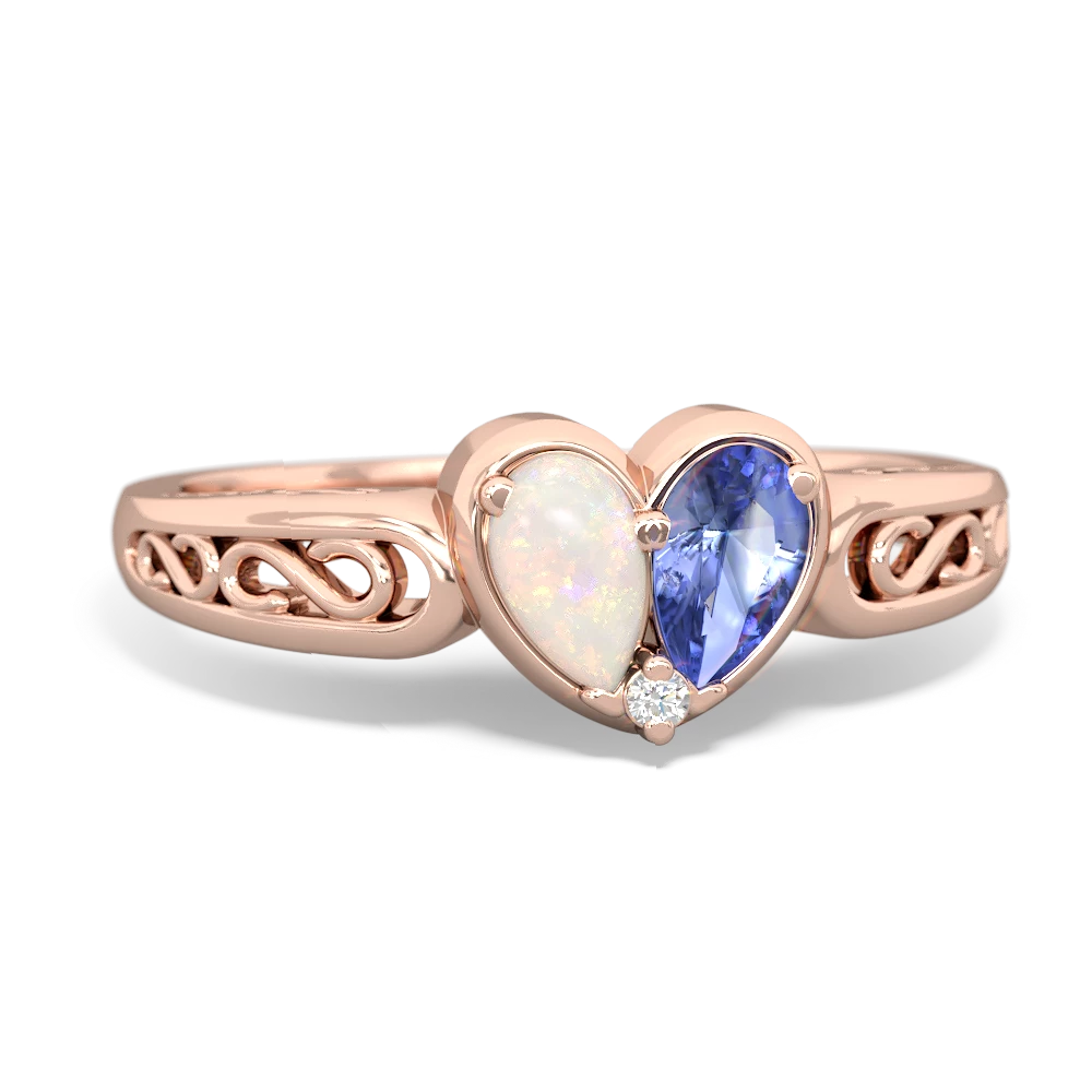 Opal Filligree 'One Heart' 14K Rose Gold ring R5070