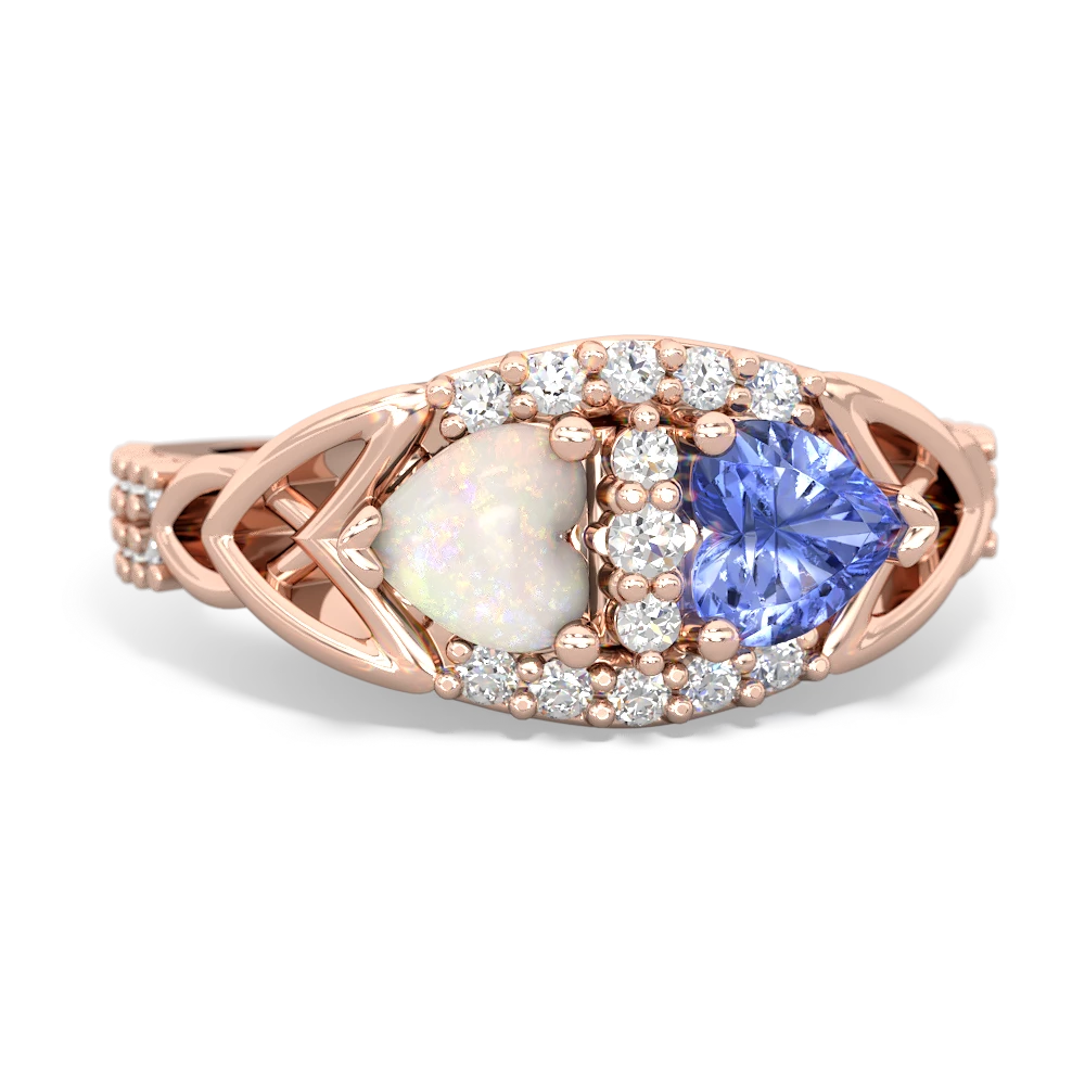 Opal Sparkling Celtic Knot 14K Rose Gold ring R2645