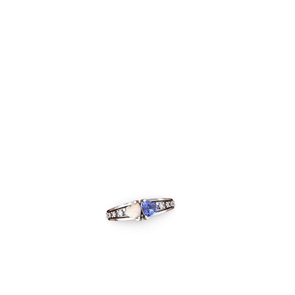 Opal Heart To Heart 14K White Gold ring R3342