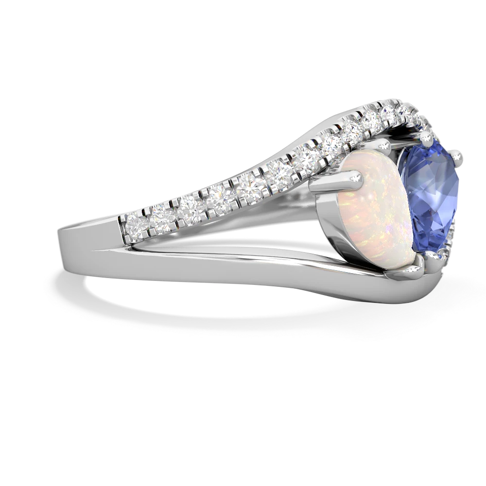 Opal Nestled Heart Keepsake 14K White Gold ring R5650