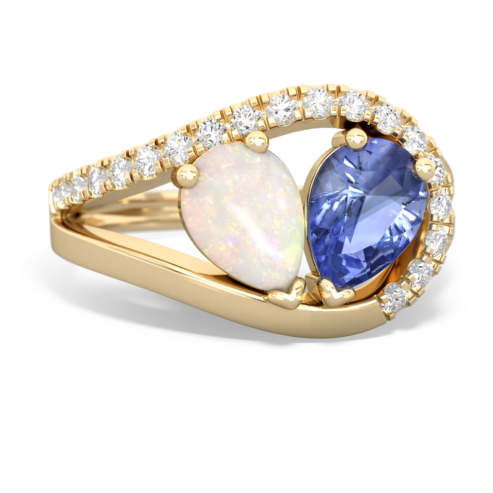 Opal Nestled Heart Keepsake 14K Yellow Gold ring R5650