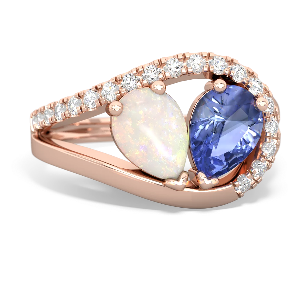 Opal Nestled Heart Keepsake 14K Rose Gold ring R5650