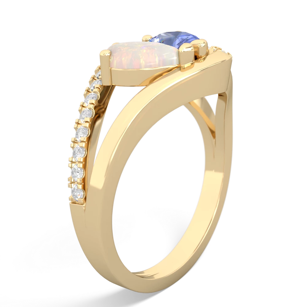 Opal Nestled Heart Keepsake 14K Yellow Gold ring R5650