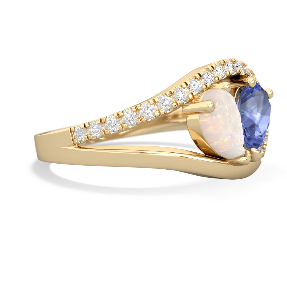 Opal Nestled Heart Keepsake 14K Yellow Gold ring R5650