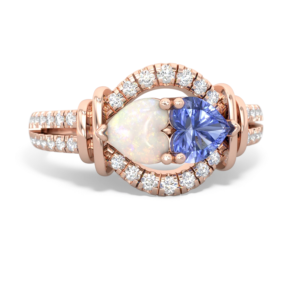 Opal Art-Deco Keepsake 14K Rose Gold ring R5630