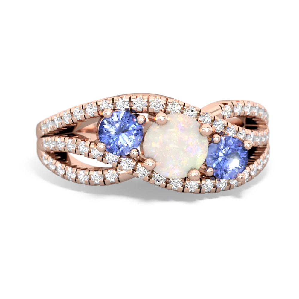 Opal Three Stone Aurora 14K Rose Gold ring R3080