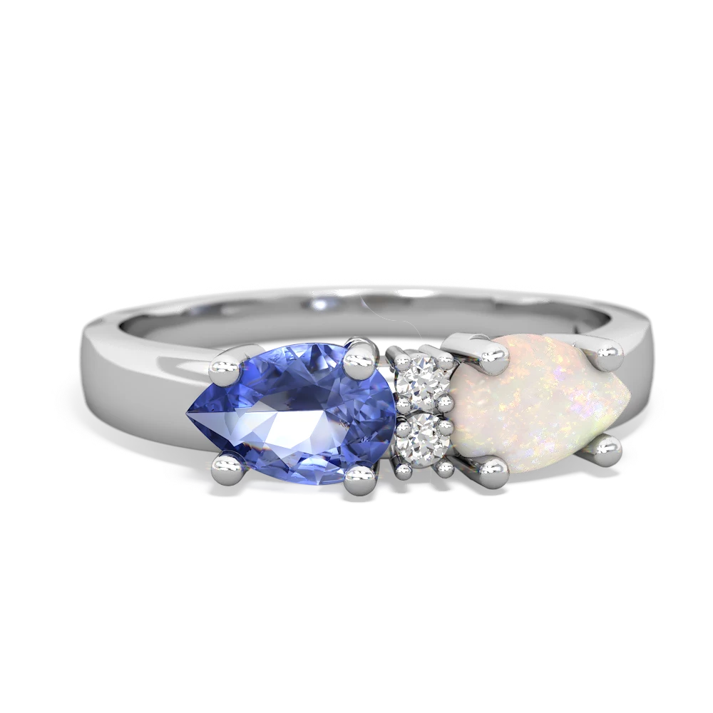 Opal Pear Bowtie 14K White Gold ring R0865