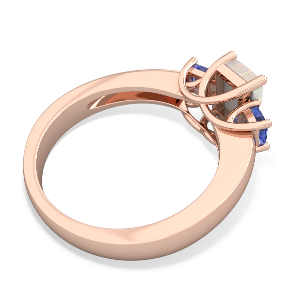 Opal Three Stone Emerald-Cut Trellis 14K Rose Gold ring R4021