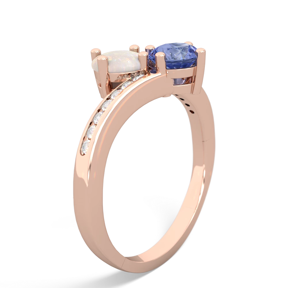 Opal Channel Set Two Stone 14K Rose Gold ring R5303