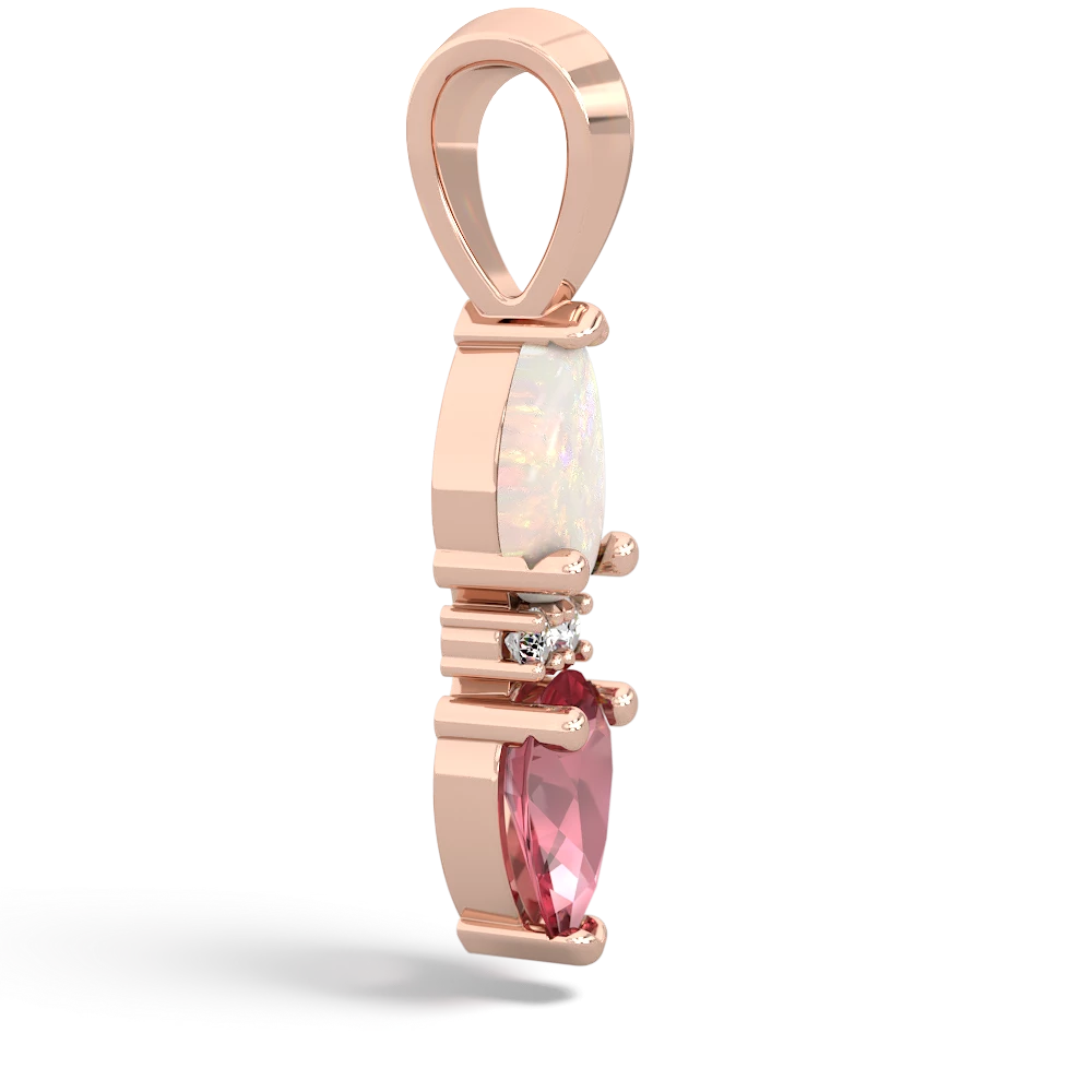 Opal Bowtie Drop 14K Rose Gold pendant P0865