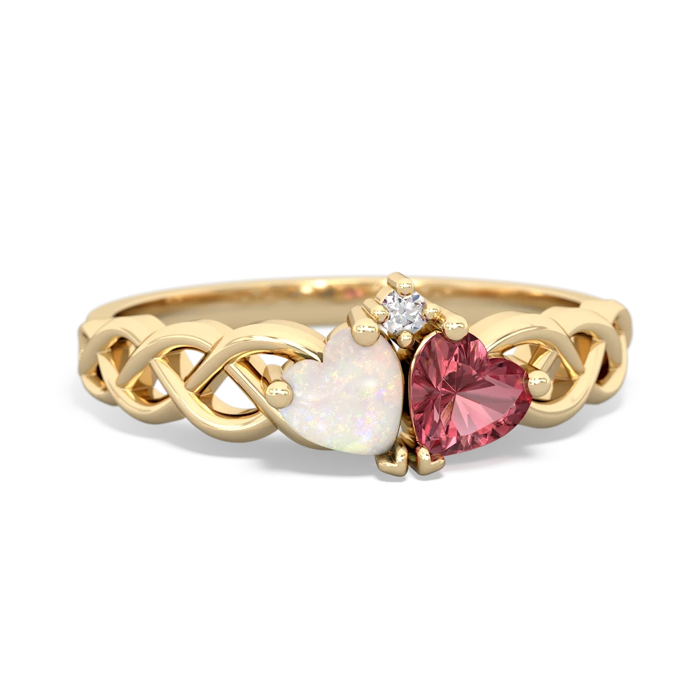 Opal Heart To Heart Braid 14K Yellow Gold ring R5870