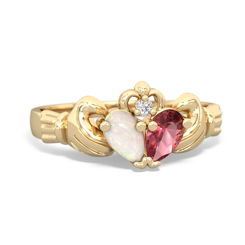 Opal 'Our Heart' Claddagh 14K Yellow Gold ring R2388