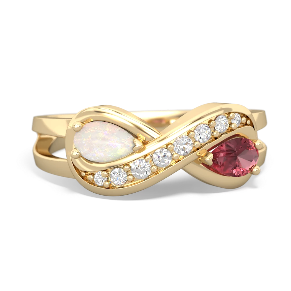 Opal Diamond Infinity 14K Yellow Gold ring R5390