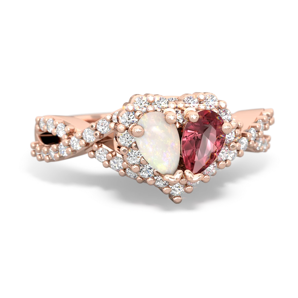 Opal Diamond Twist 'One Heart' 14K Rose Gold ring R2640HRT