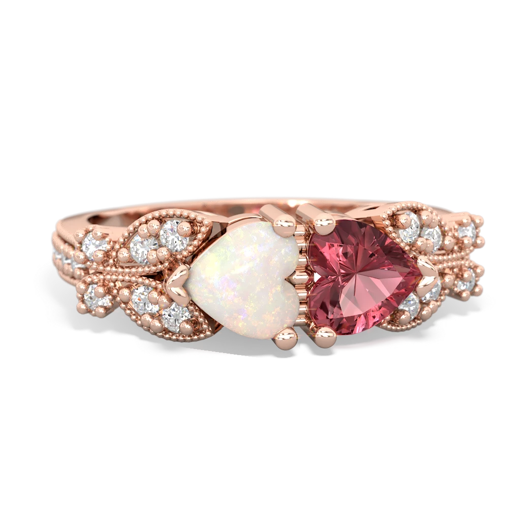 Opal Diamond Butterflies 14K Rose Gold ring R5601