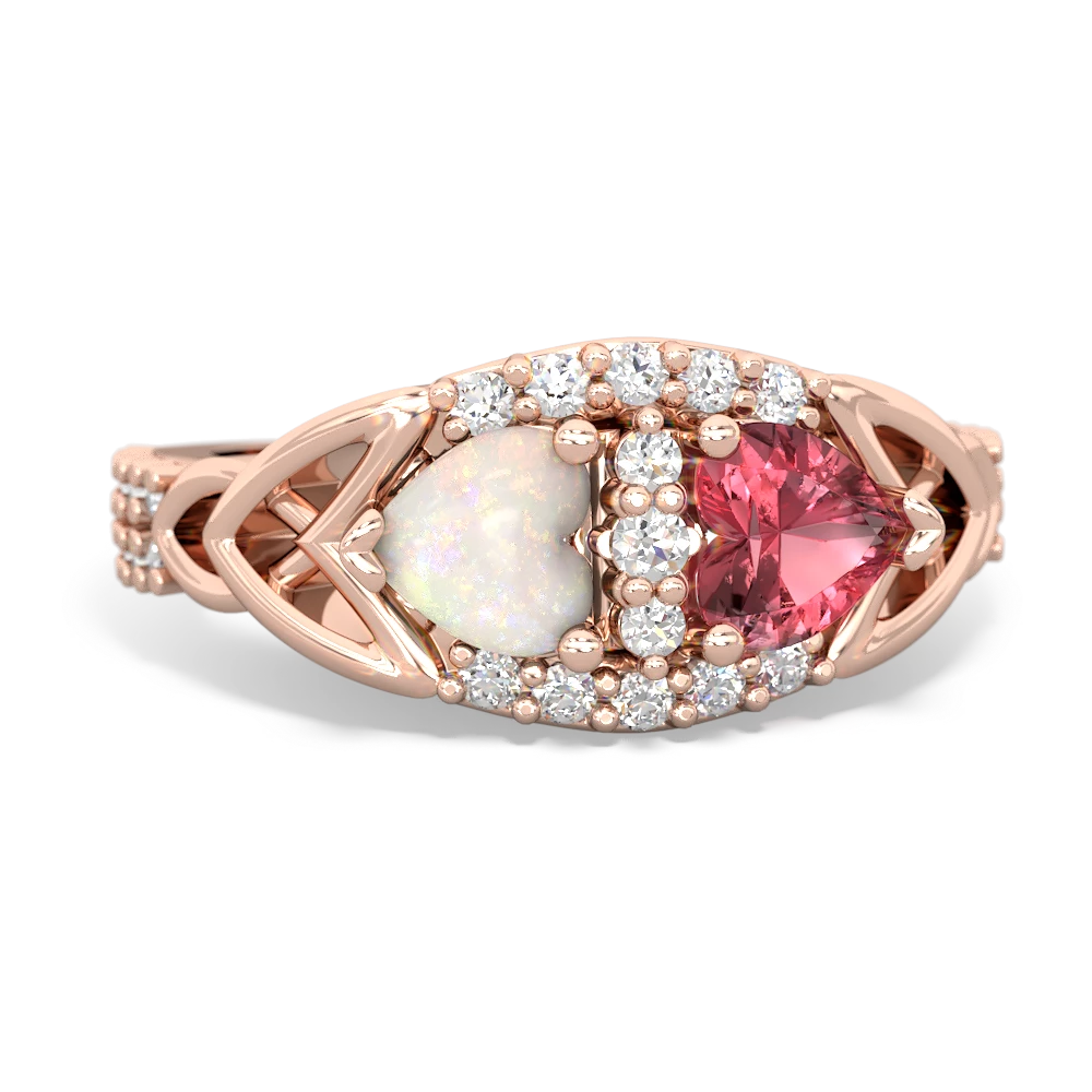 Opal Sparkling Celtic Knot 14K Rose Gold ring R2645