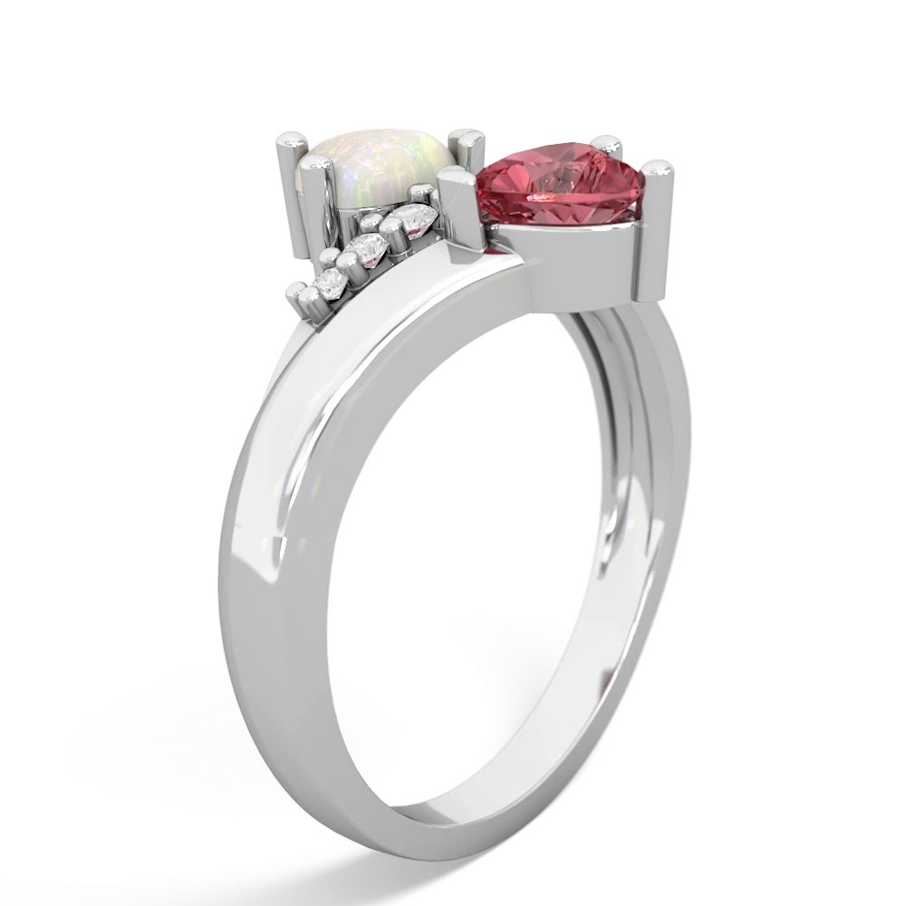 Opal Heart To Heart 14K White Gold ring R2064