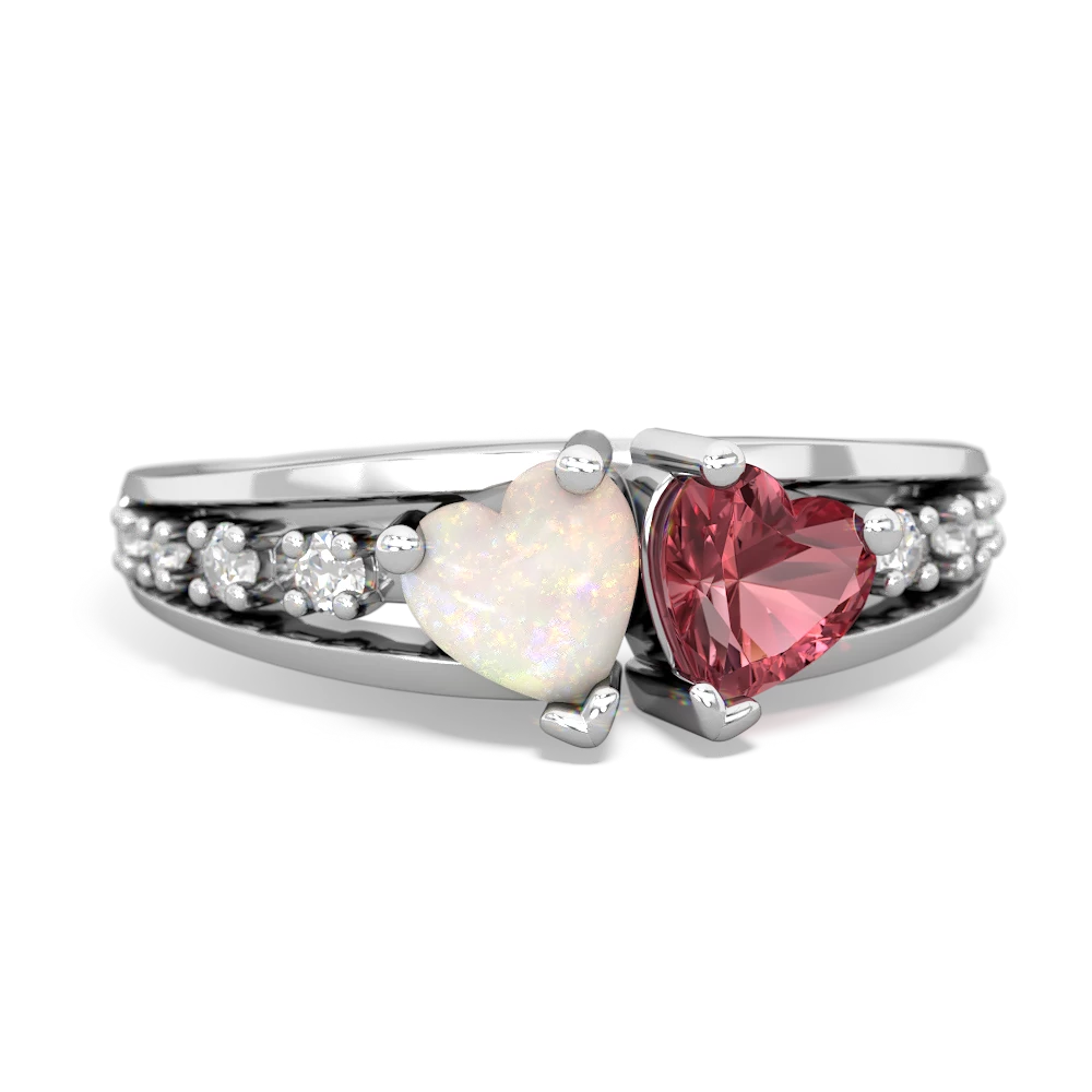 Opal Heart To Heart 14K White Gold ring R3342