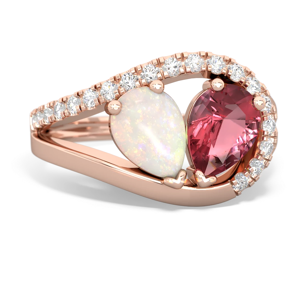 Opal Nestled Heart Keepsake 14K Rose Gold ring R5650