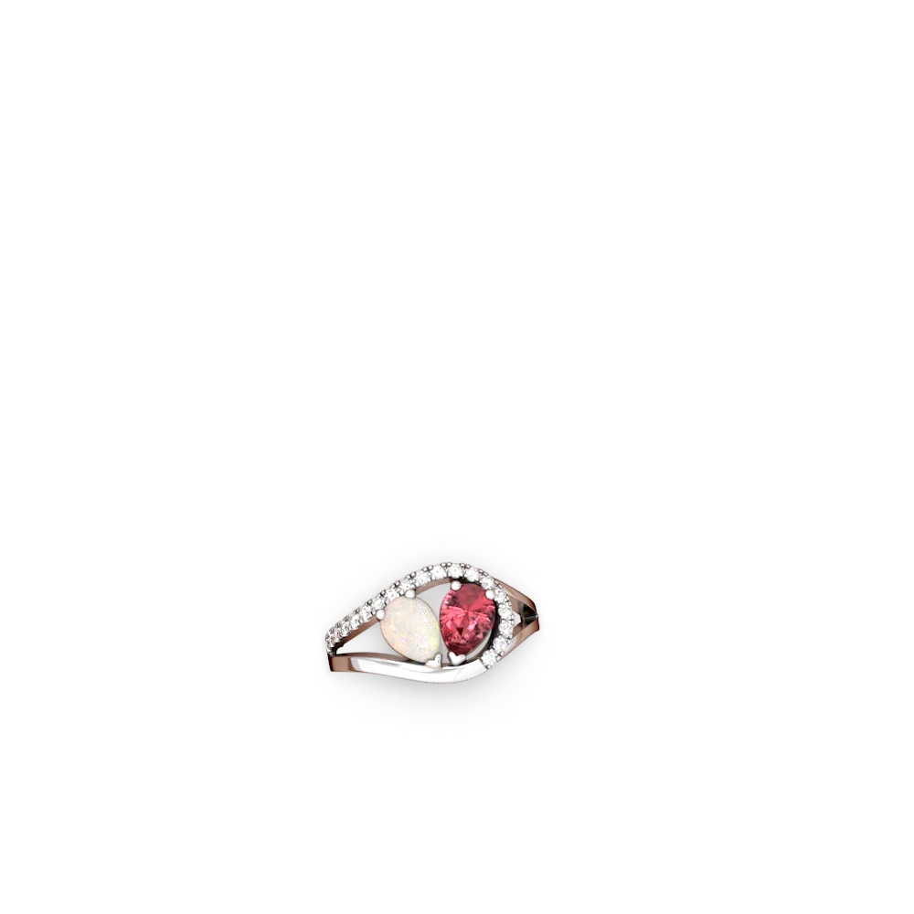 Opal Nestled Heart Keepsake 14K White Gold ring R5650