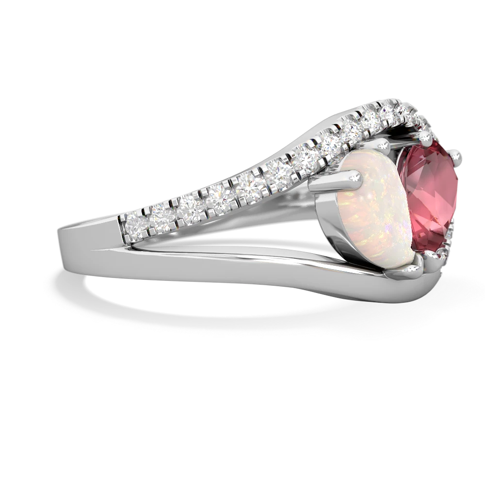 Opal Nestled Heart Keepsake 14K White Gold ring R5650