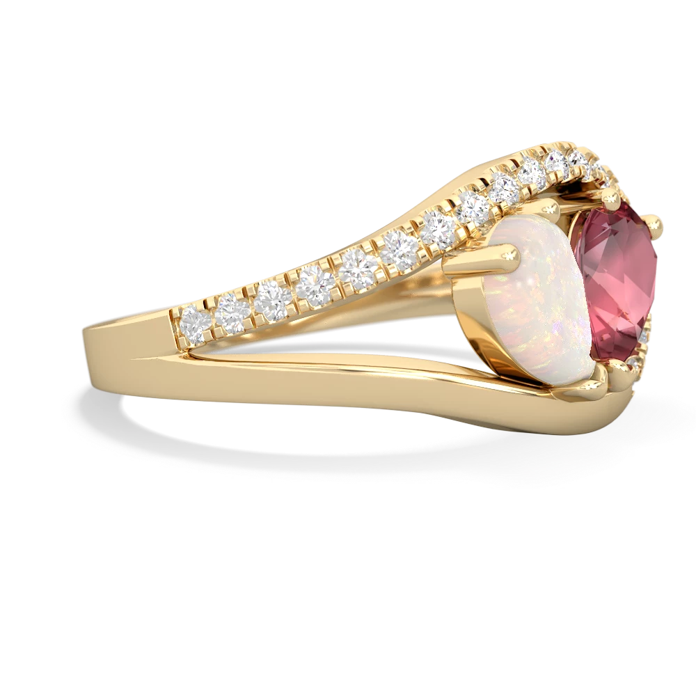 Opal Nestled Heart Keepsake 14K Yellow Gold ring R5650