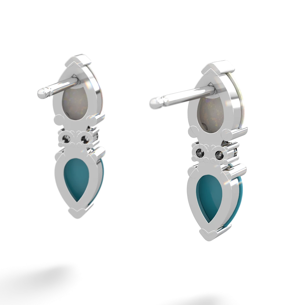 Opal Bowtie Drop 14K White Gold earrings E0865