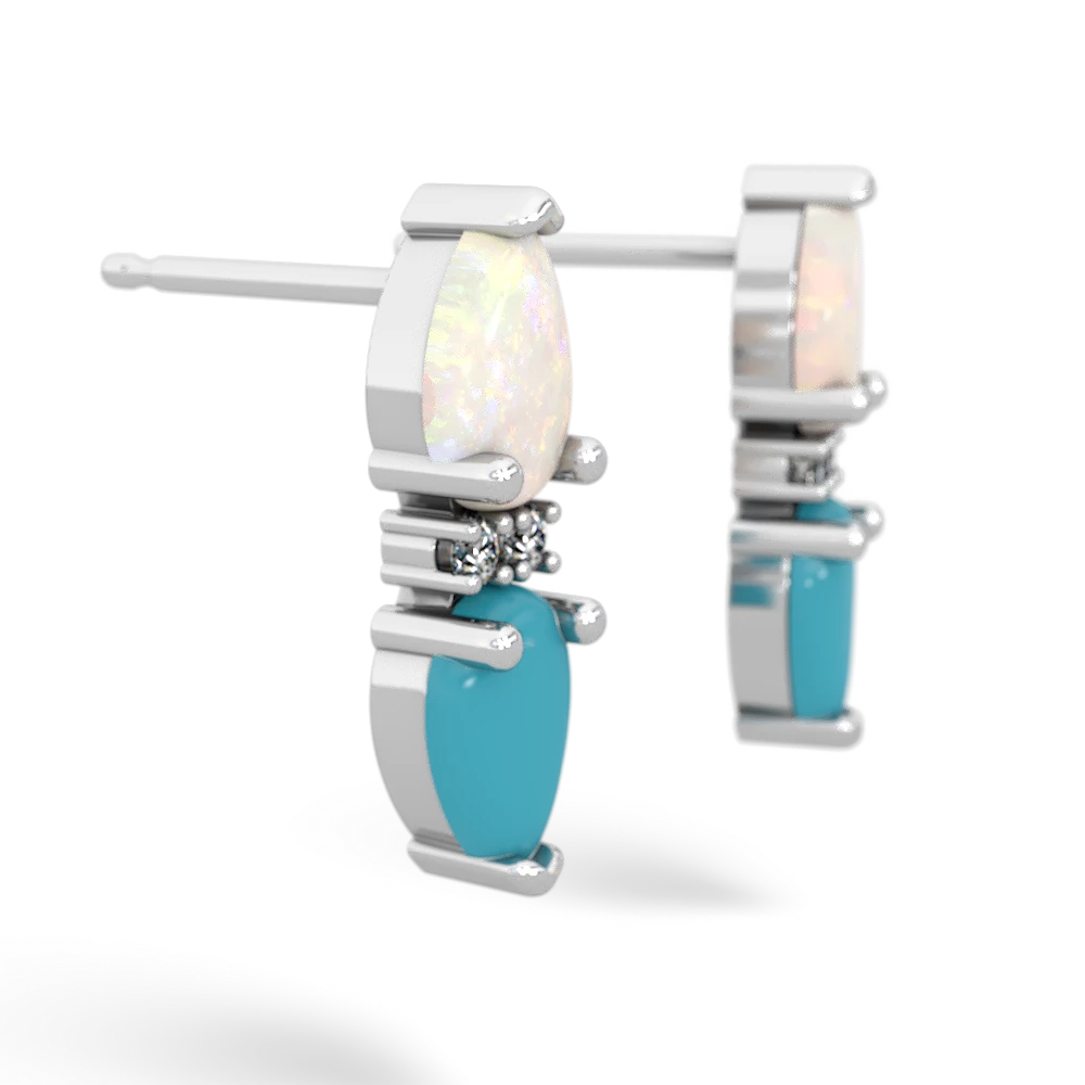 Opal Bowtie Drop 14K White Gold earrings E0865