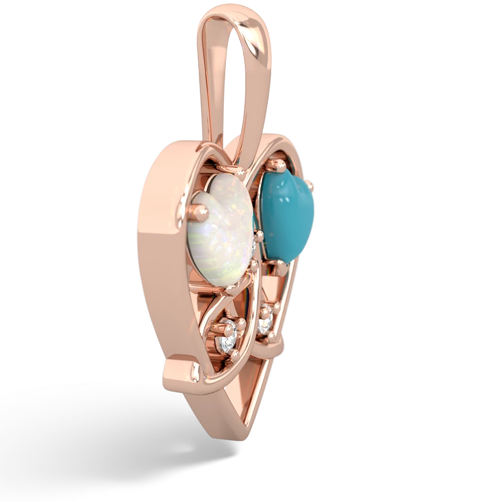 Opal Celtic Trinity Heart 14K Rose Gold pendant P5331