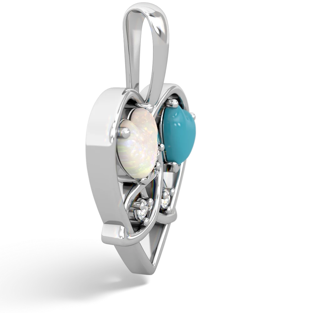 Opal Celtic Trinity Heart 14K White Gold pendant P5331