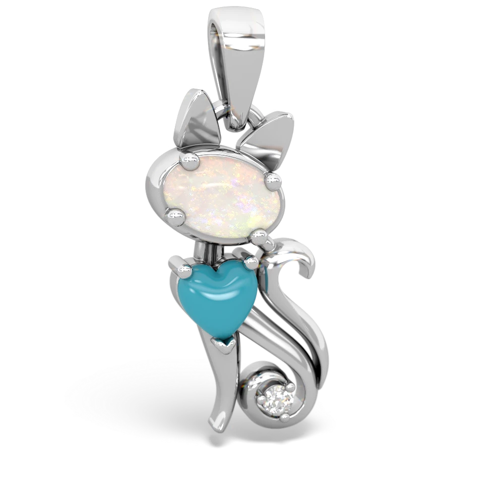 Opal Kitten 14K White Gold pendant P5780