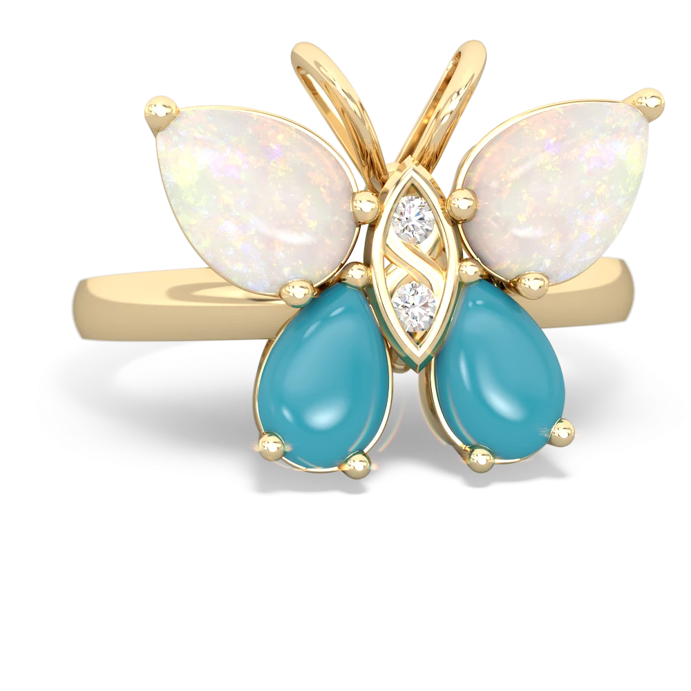 Opal Butterfly 14K Yellow Gold ring R2215