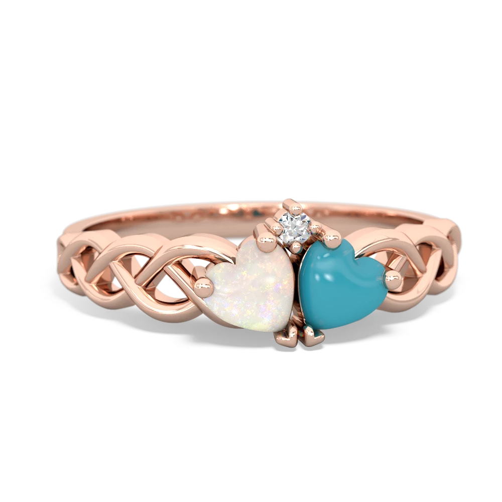 Opal Heart To Heart Braid 14K Rose Gold ring R5870