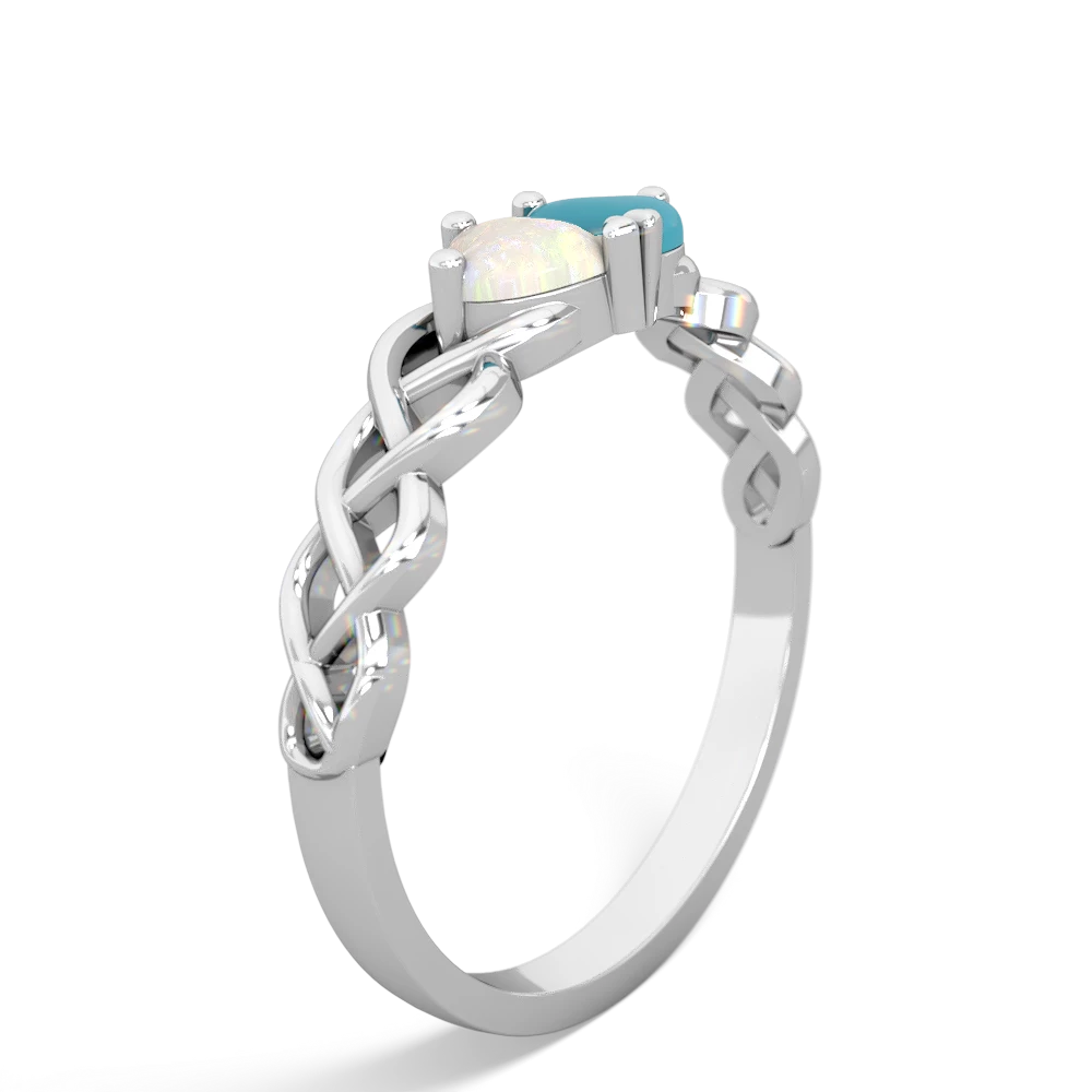 Opal Heart To Heart Braid 14K White Gold ring R5870