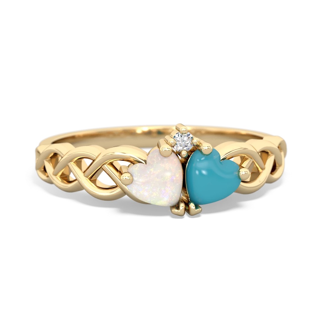 Opal Heart To Heart Braid 14K Yellow Gold ring R5870