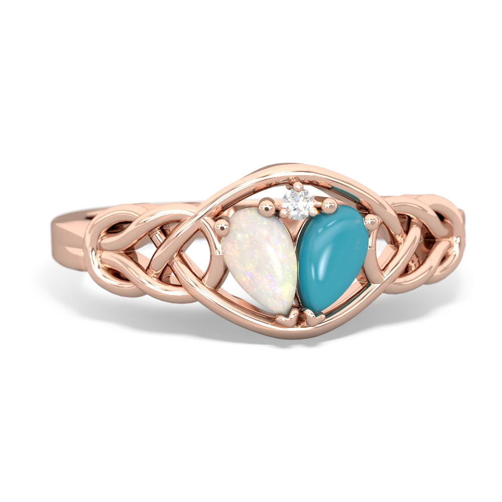 Opal Celtic Love Knot 14K Rose Gold ring R5420