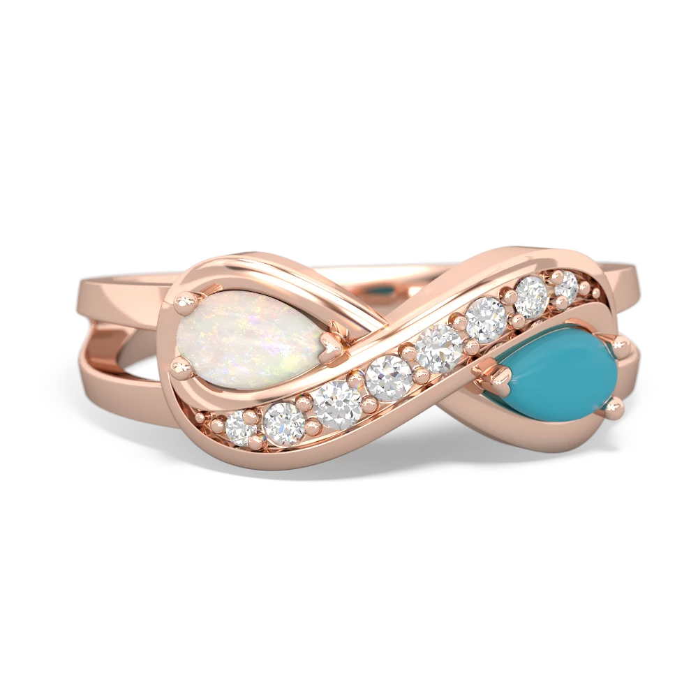 Opal Diamond Infinity 14K Rose Gold ring R5390