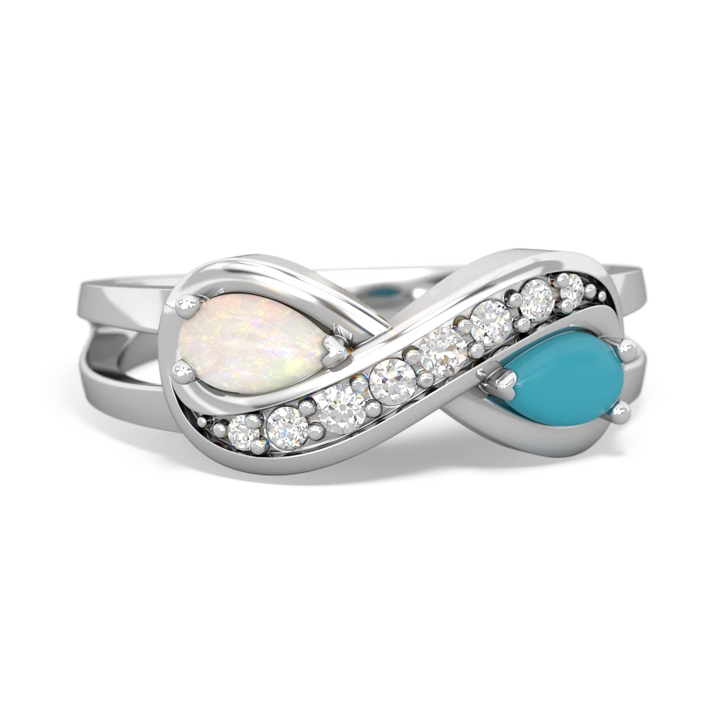 Opal Diamond Infinity 14K White Gold ring R5390