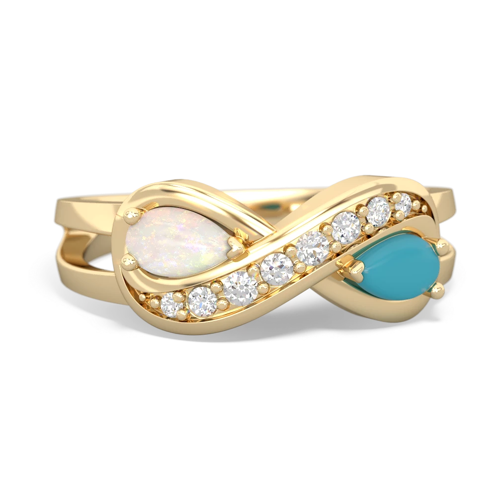 Opal Diamond Infinity 14K Yellow Gold ring R5390